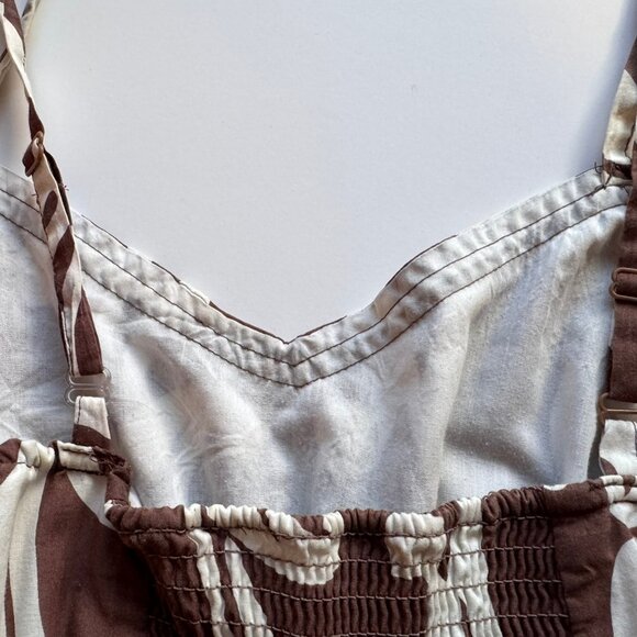 Roxy Brown & White Swirl Pattern Strap Short 100% Cotton Sundress sz M - Picture 6 of 10